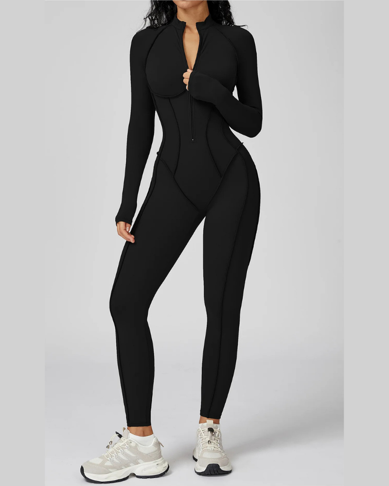 SculptZip™ Long Sleeve Yoga Bodysuit