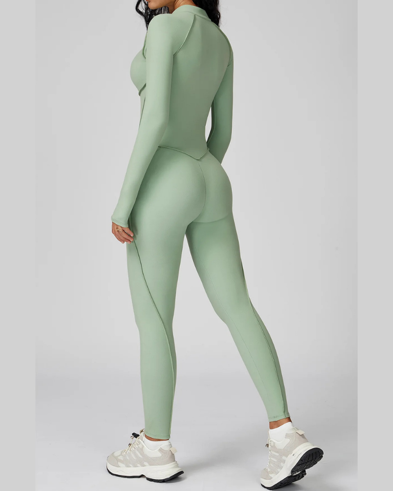 SculptZip™ Long Sleeve Yoga Bodysuit