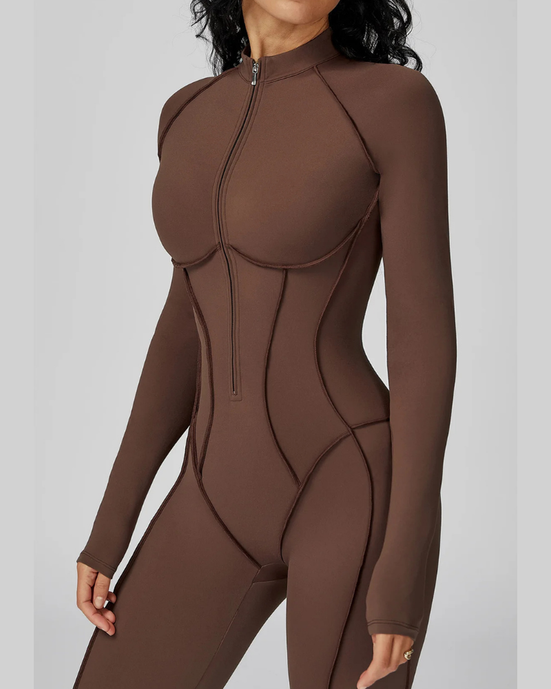 SculptZip™ Long Sleeve Yoga Bodysuit
