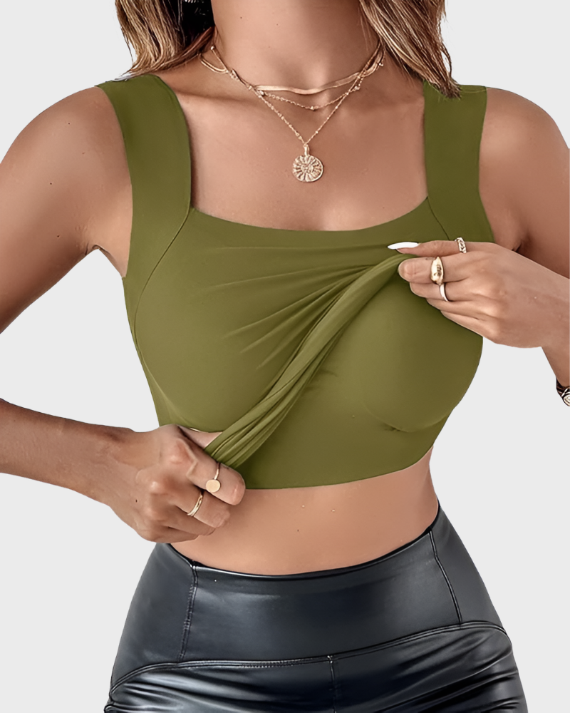 Seamless U-Neck Tank Top with Built-In Bra