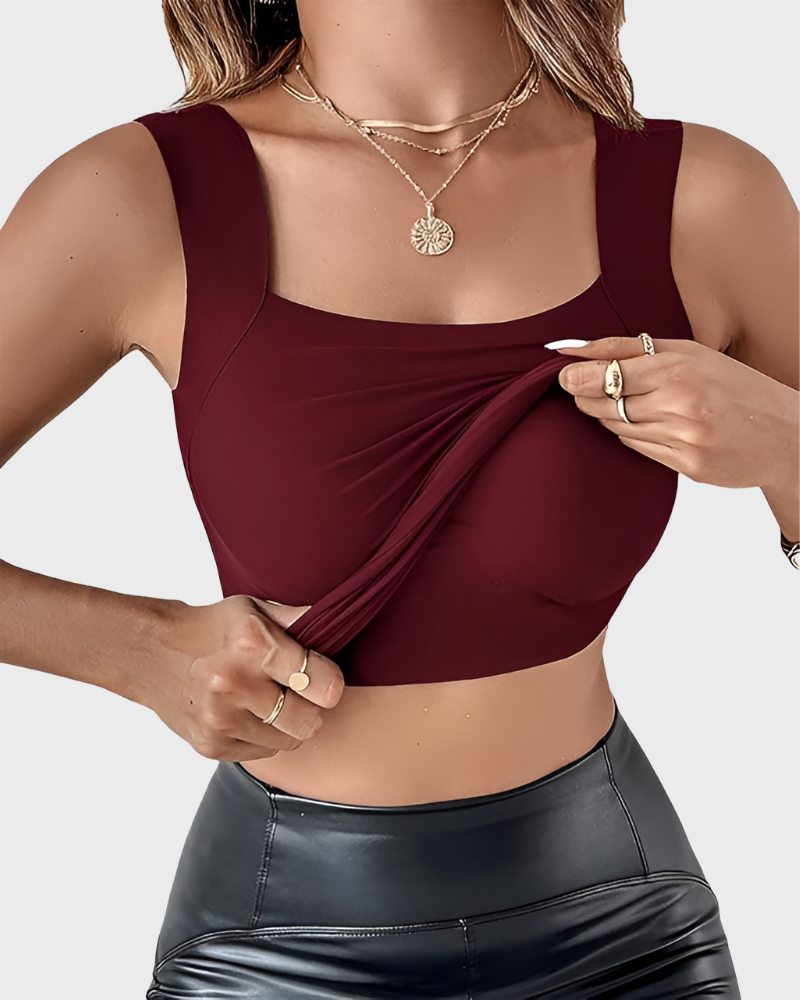 Seamless U-Neck Tank Top with Built-In Bra